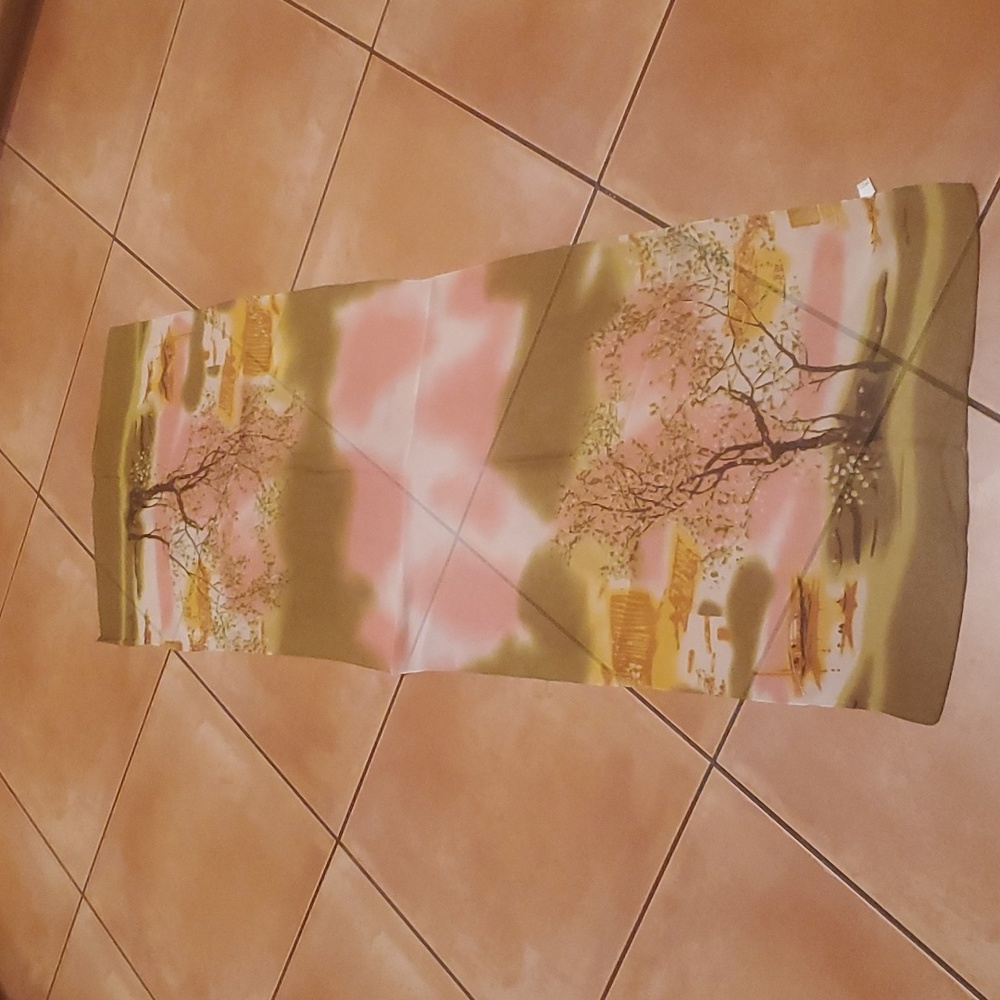 New Silk Blend Sheer Scarf cherry Blossom Design